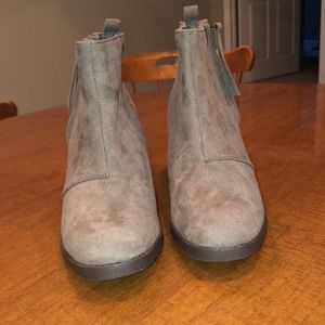 Grey suede heeled booties
